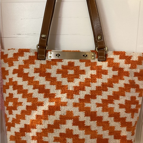 Patricia Nash Chennai Orange and White Patterned Tote - Picture 2 of 11